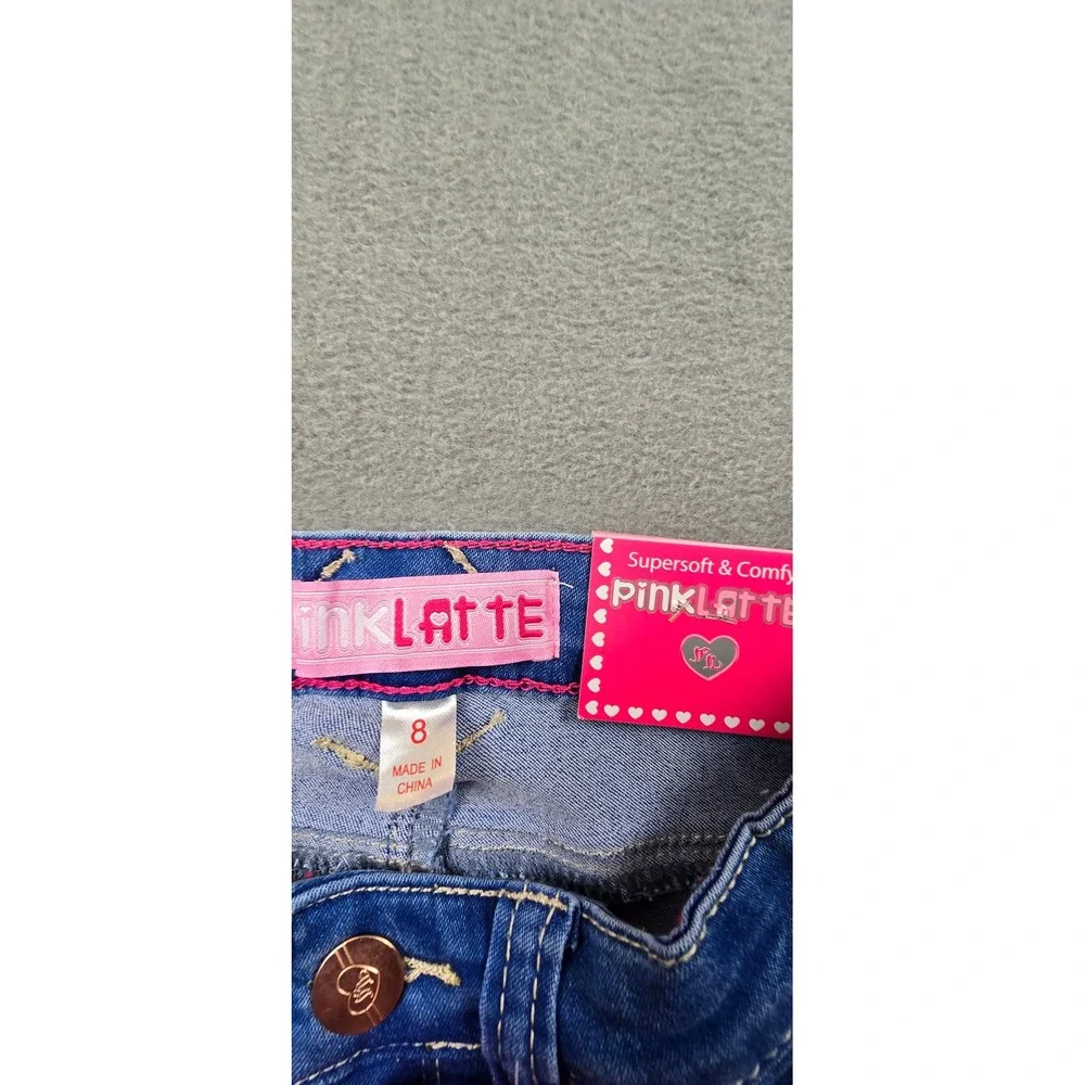 Pink Latte Girls Blue Denim Shorts Size 8 Medium‎ Wash Raw Hem GDS-20-89019B NWT
